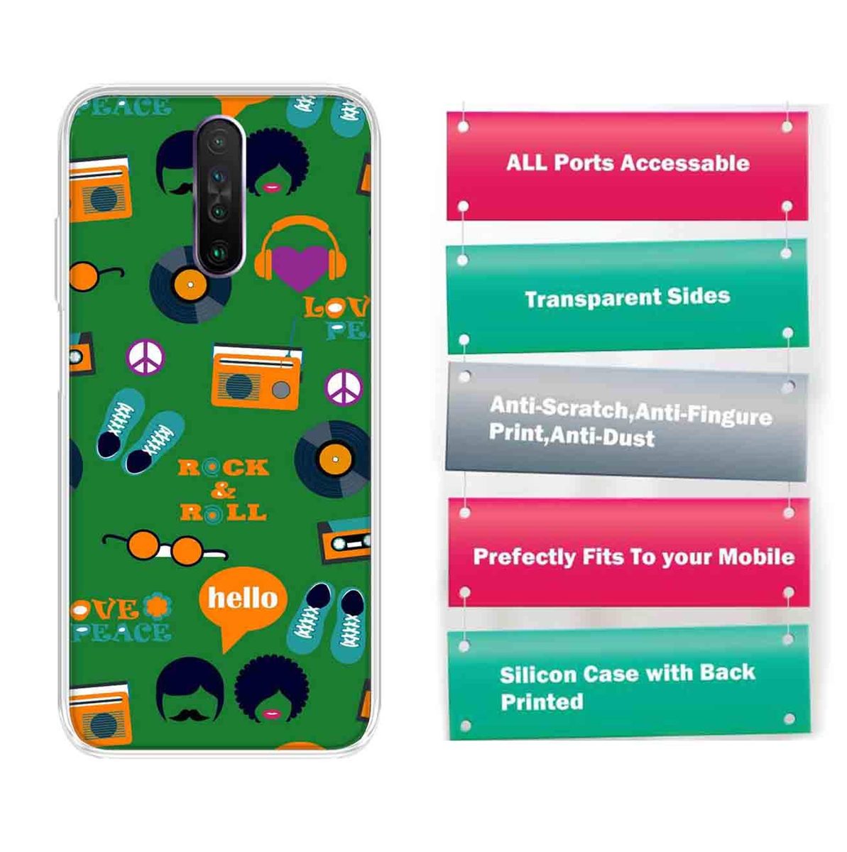 Amazon Brand - Solimo Designer Multicolor Green Pattern Design Printed Soft Back Case Mobile Cover for Poco X2 / Xiaomi Redmi K30
