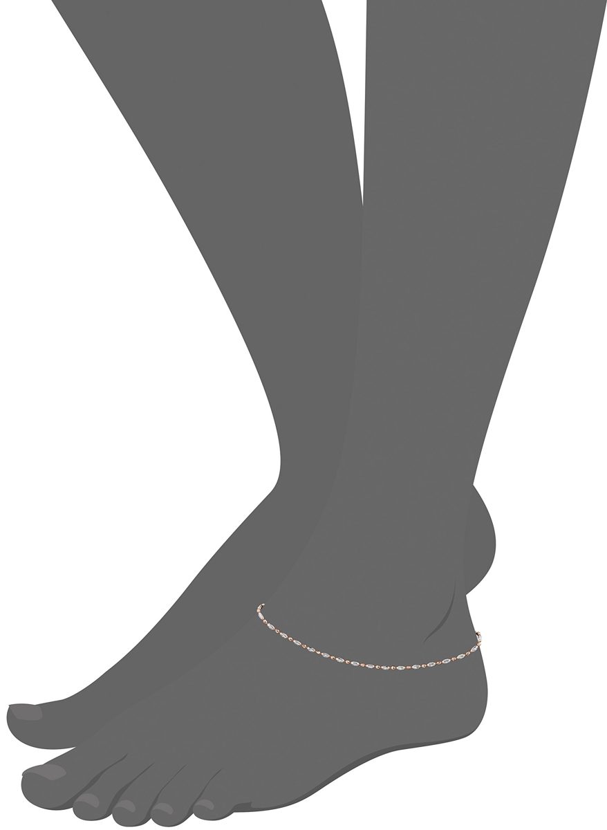 Italian Rose-Tone and Polished Sterling Silver Mezzaluna Chain Anklet, 9"