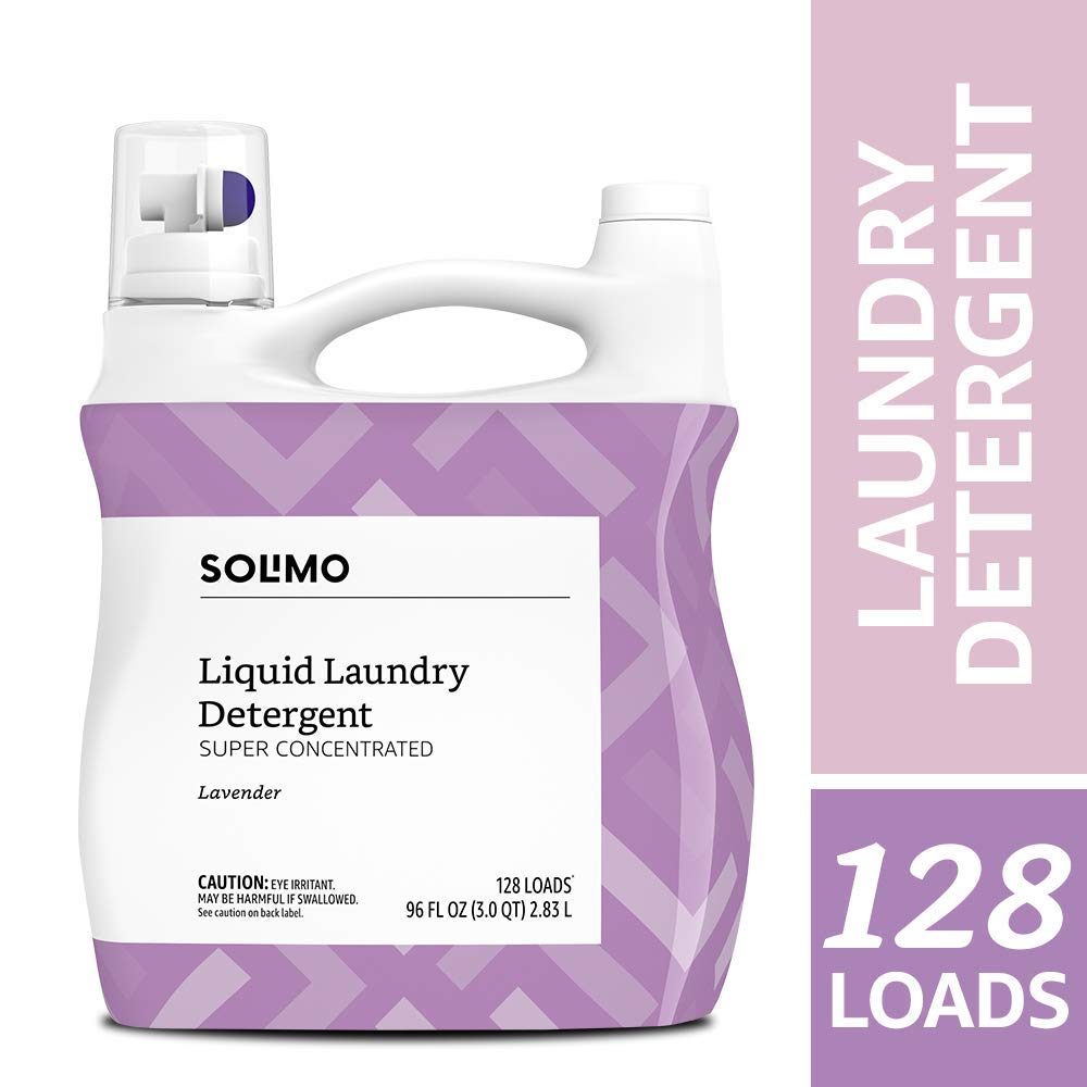 Amazon Brand - Solimo Concentrated Liquid Laundry Detergent, Lavender, 128 loads, 96 Fl Oz