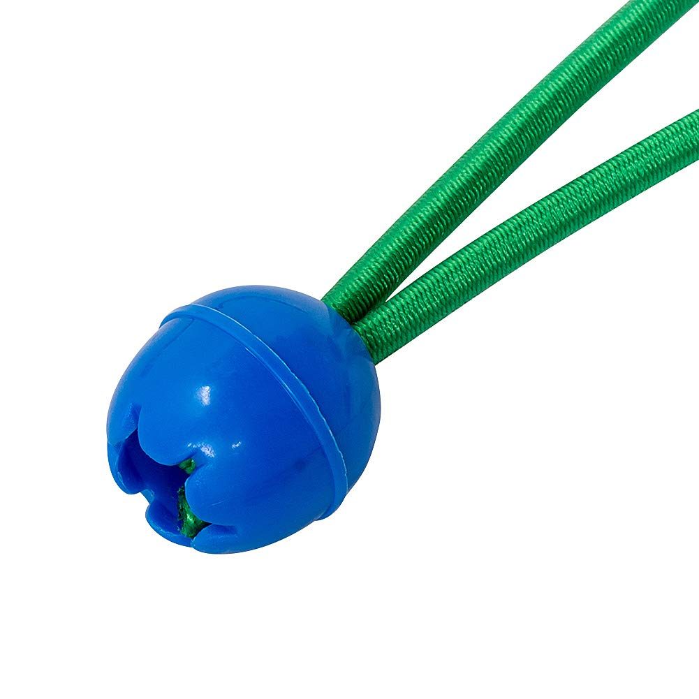 AmazonBasics 11-Inch Ball Bungee, Green w/Blue Ball, 2-Pack (50-Piece)