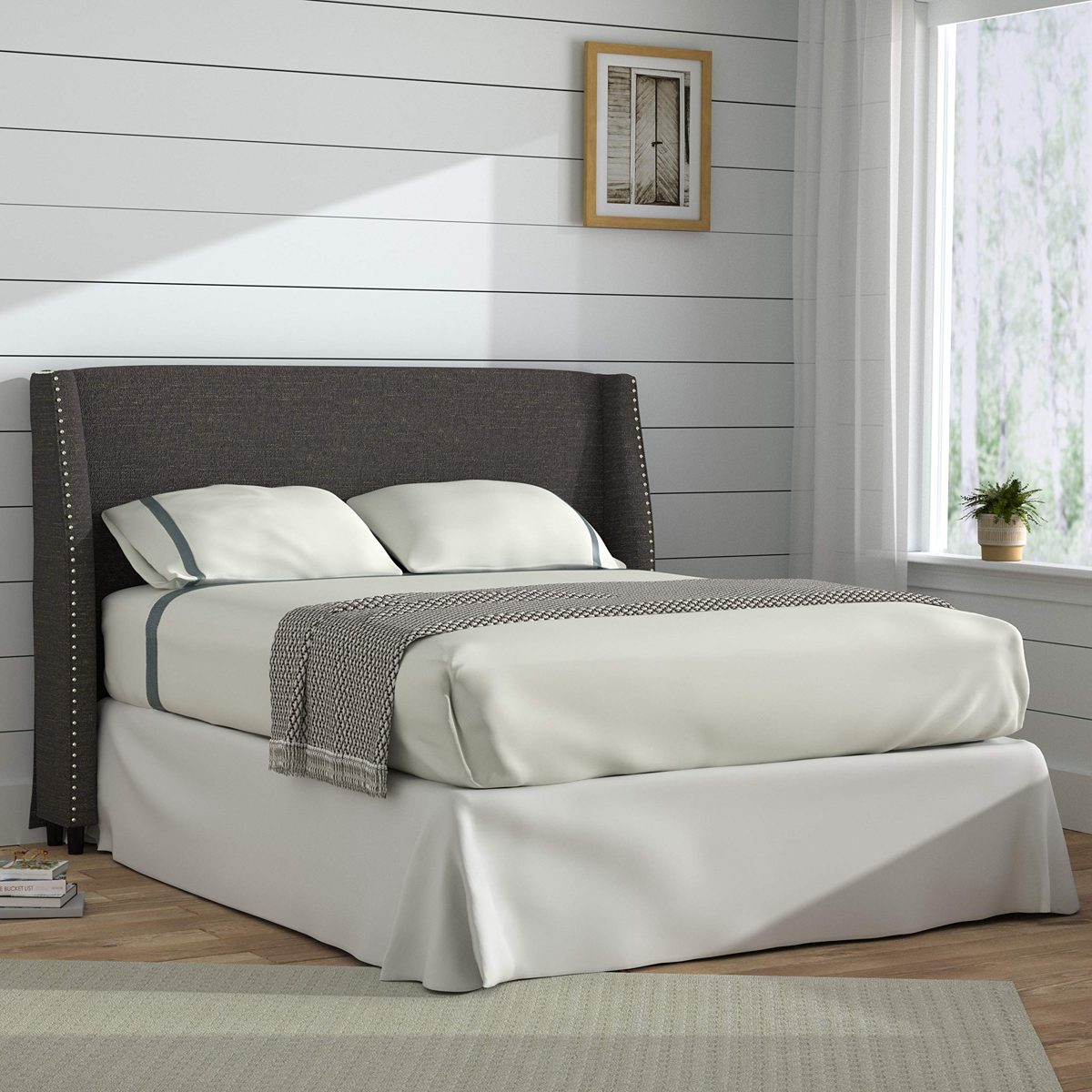 Stone & Beam Merrill King Headboard with Decorative Nailhead Trim, 92"W, Eclipse