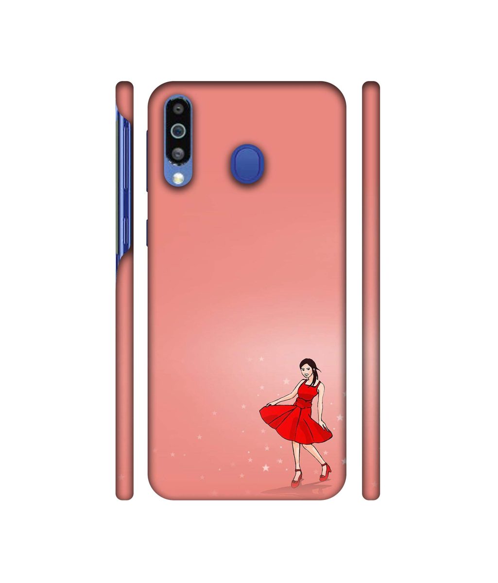 Amazon Brand - Solimo Designer Red Dress Lady 3D Printed Hard Back Case Mobile Cover for Samsung Galaxy M21