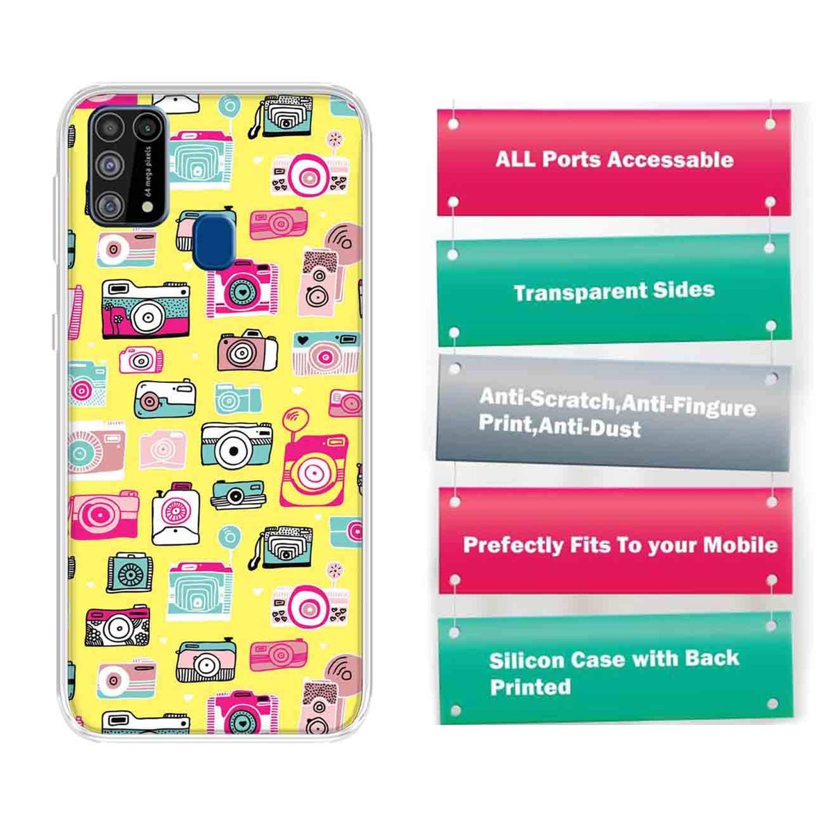 Amazon Brand - Solimo Designer Multicolor Clip Art Vector Printed Soft Back Case Mobile Cover for Samsung Galaxy M31