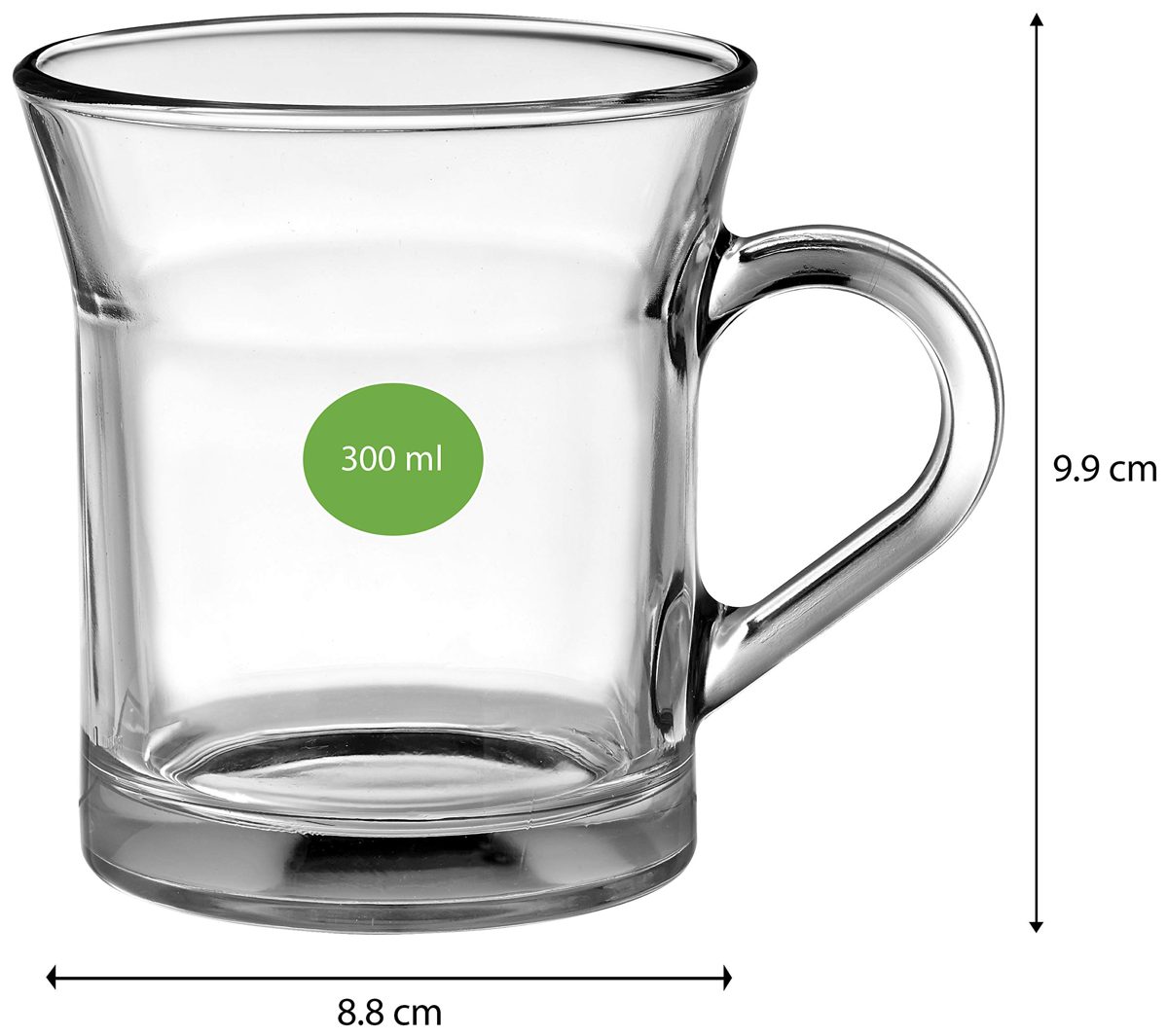 Amazon Brand - Solimo Aurelia Glass Coffee Mug Set, 300ml, Set of 2, Transparent