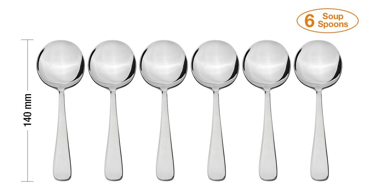 Amazon Brand - Solimo 24 Piece Stainless Steel Cutlery Set, Vintage (Contains: 6 Table Spoons, 6 Tea Spoons, 6 Forks, 6 Soup Spoons), Silver