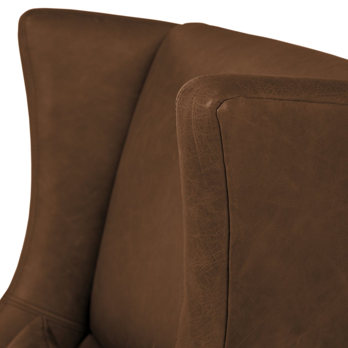 Amazon Brand – Stone & Beam Modern Leather Wingback Chair, 32.75"W, Havana Brown