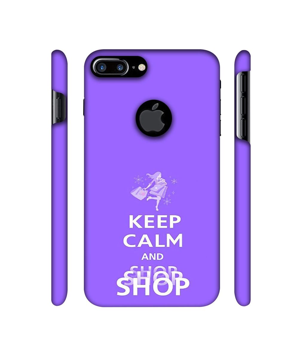 Amazon Brand - Solimo Designer Keep Calm and Shop 3D Printed Hard Back Case Mobile Cover for Apple iPhone 7 Plus (Logo Cut)