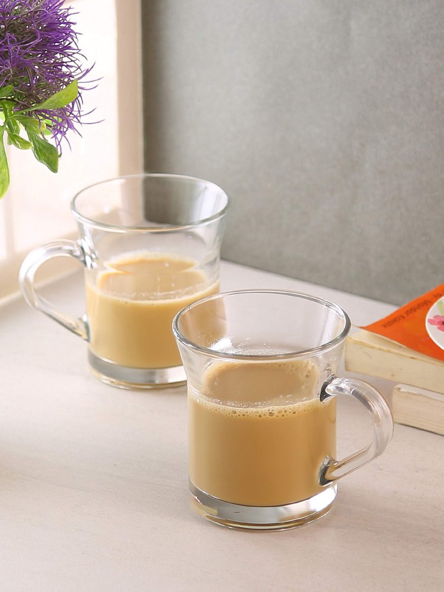 Amazon Brand - Solimo Aurelia Glass Coffee Mug Set, 300ml, Set of 2, Transparent
