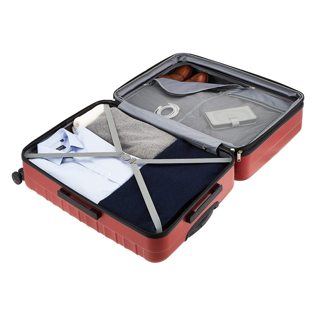 AmazonBasics 28" ABS Hardside Spinner Luggage, Red