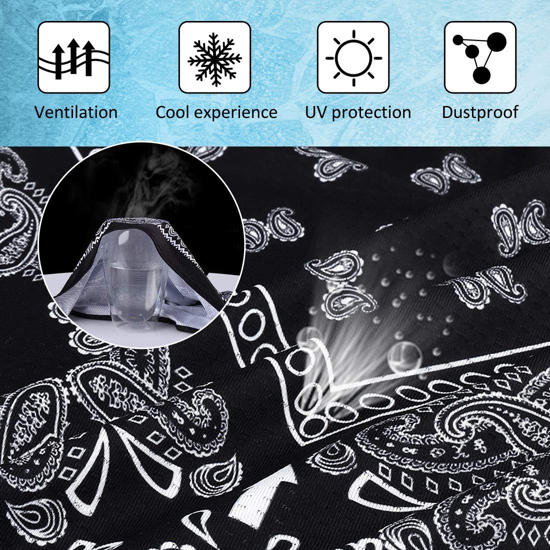 CGTL Face Gaiter Bandanas Ear Loops Ice Dacron Seamless Headband Scarf Headwear Dust Wind UV Protection Ear Hook Balaclava