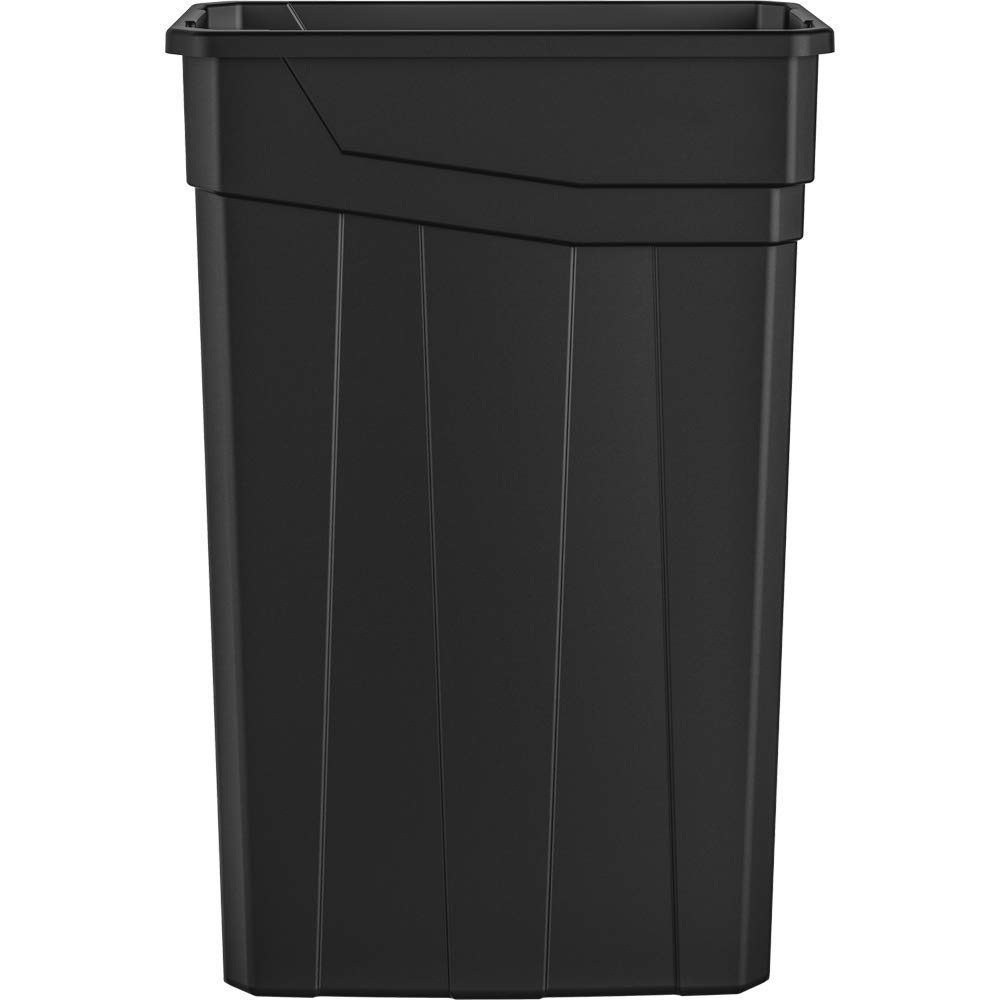 AmazonBasics 23 Gallon Commercial Slim Trash Can, No Handle, Black, 2-Pack (Renewed)