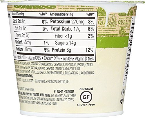 365 Everyday Value, Organic Strawberry Fat Free Yogurt, 5.3 oz