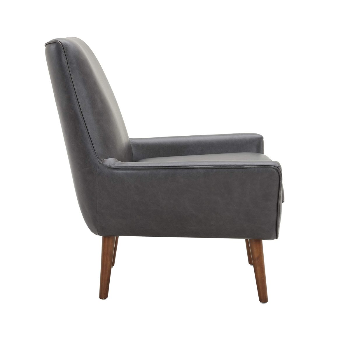 Amazon Brand – Rivet Jamie Leather Mid-Century Modern Low Arm Accent Chair, 31"W, Black