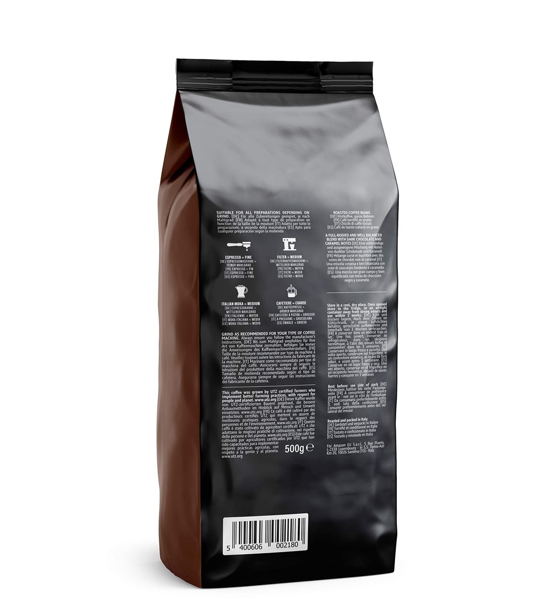 Amazon Brand - Happy Belly Coffee Beans "Espresso Crema" (12 x 500g)