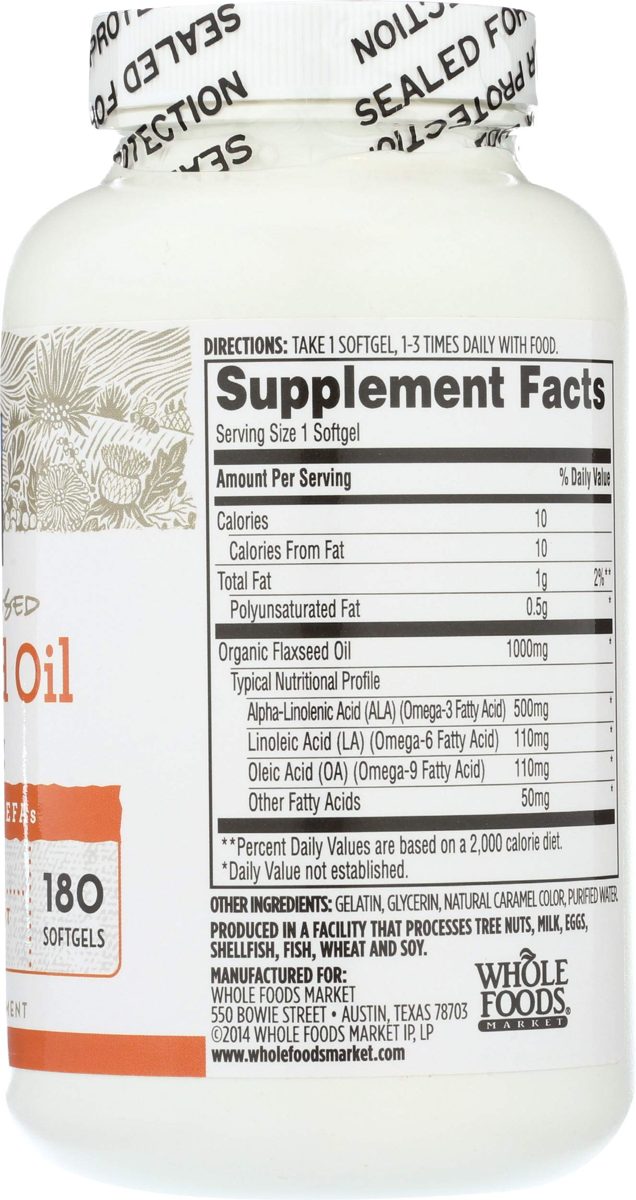 365 Everyday Value, Flaxseed Oil, 180 ct