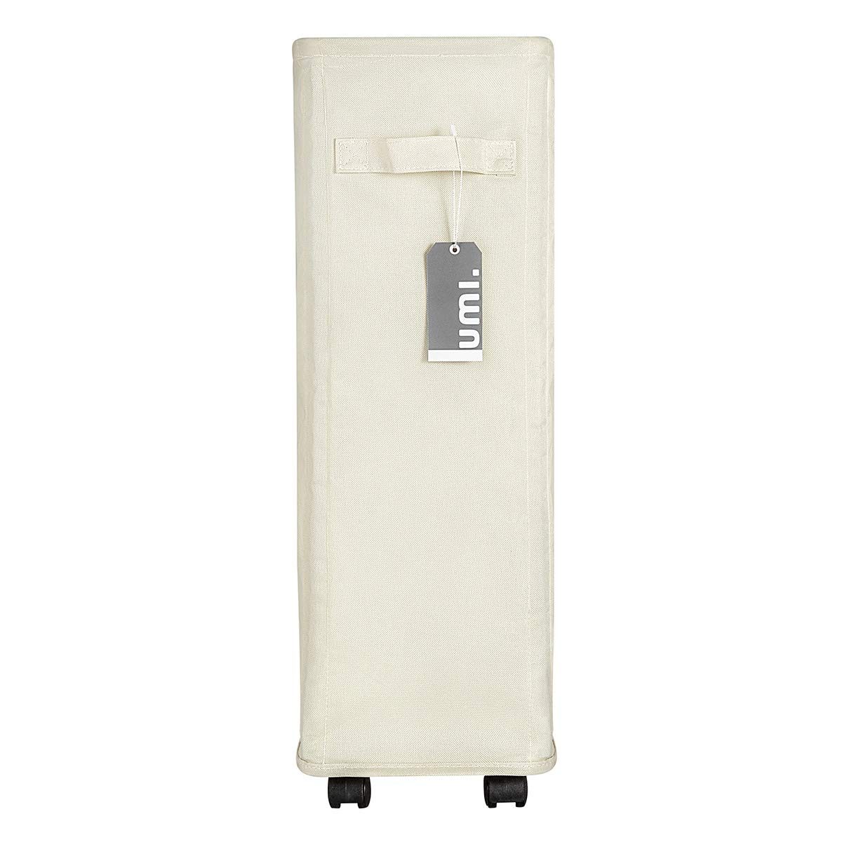 UMI Slim Laundry Basket on Wheels Tall Rolling Laundry Hamper Collapsible Dirty Clothes Hamper Thin Narrow Hamper (22Inches,Beige)