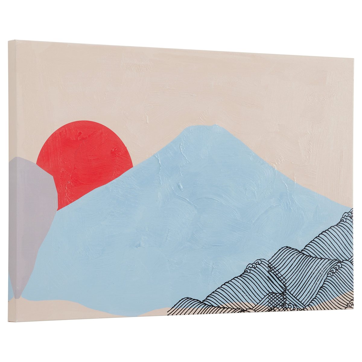 Amazon Brand – Rivet Mid Century Modern Abstract Mountain Landscape Wall Art Decor on Canvas - 24 x 36 Inches