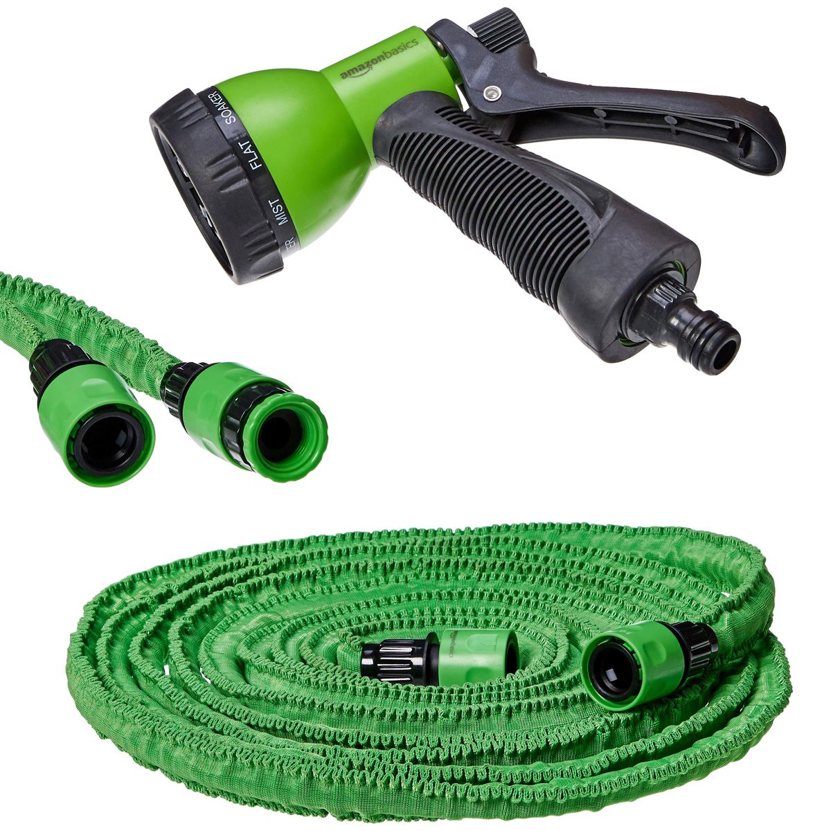 AmazonBasics Expandable Flexible Garden Hose, 15 m, with 9-Function Spray Gun