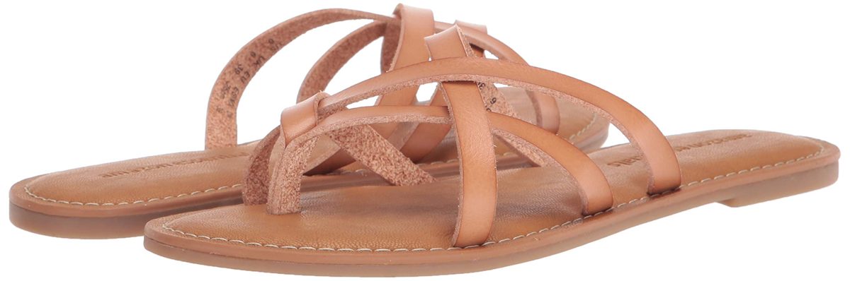 Amazon Essentials Women's Strappy Slide Flat Sandal, Natural, 11 B US