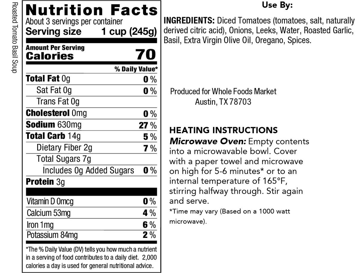 Whole Foods Market, Roasted Tomato Basil Soup, 24 Ounce