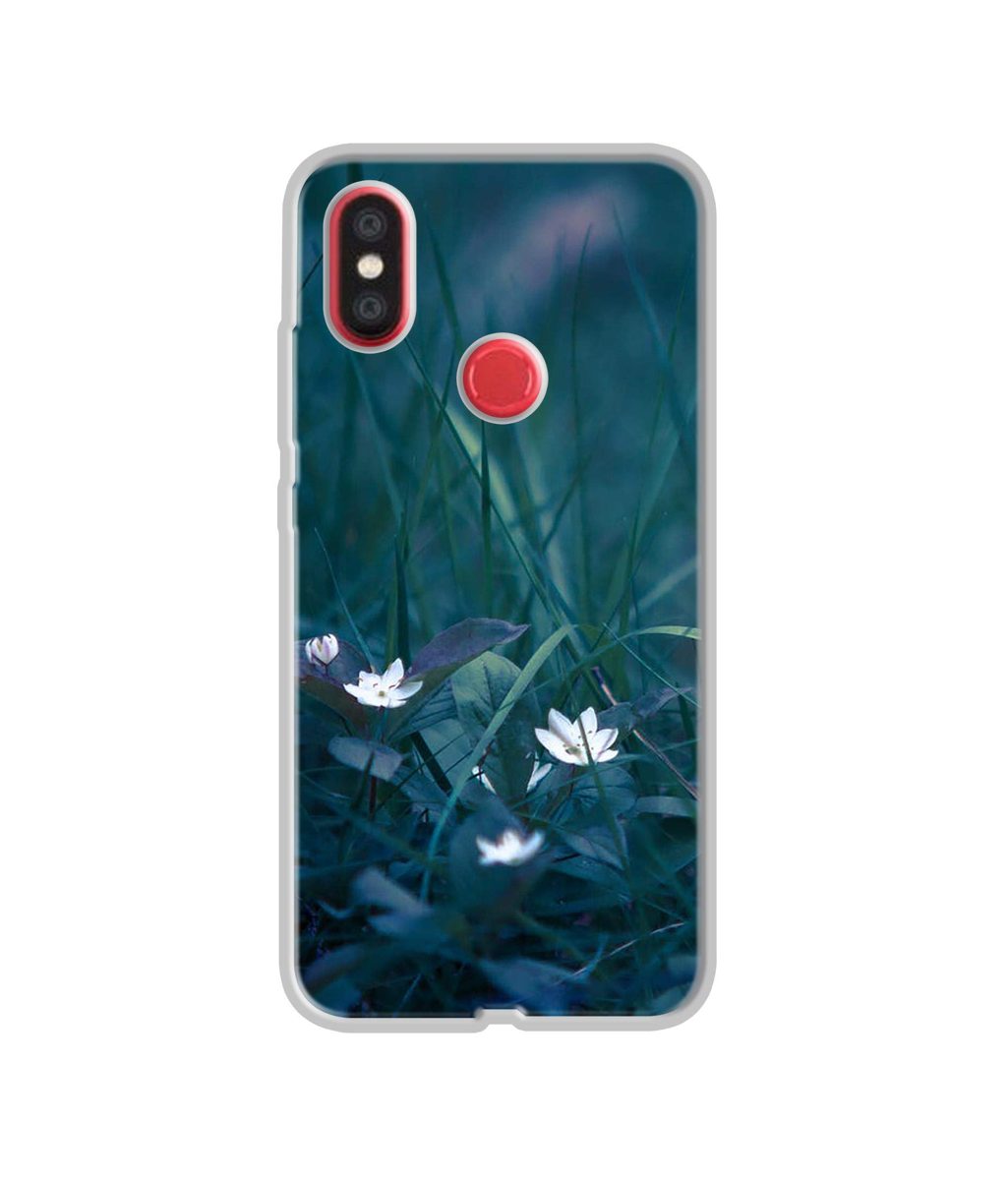 Amazon Brand - Solimo Designer White Flower UV Printed Soft Back Case Mobile Cover for Mi A2