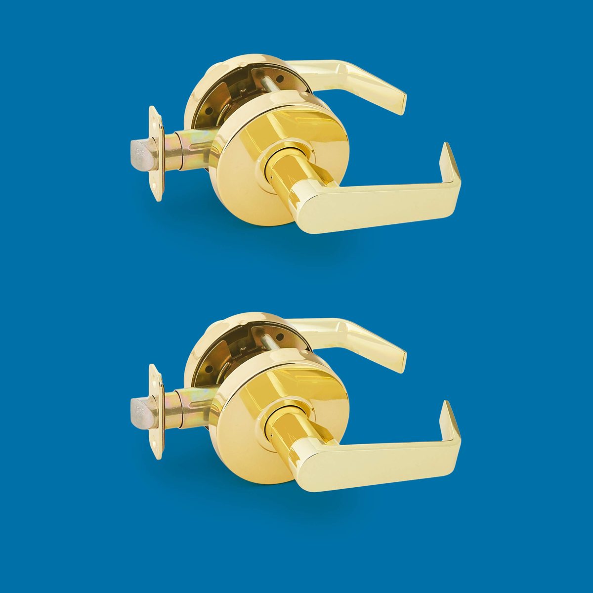 AmazonCommercial Grade 2 Commercial Duty Door Lever-Passage Lockset, Polished Brass Finish, 2-Pack