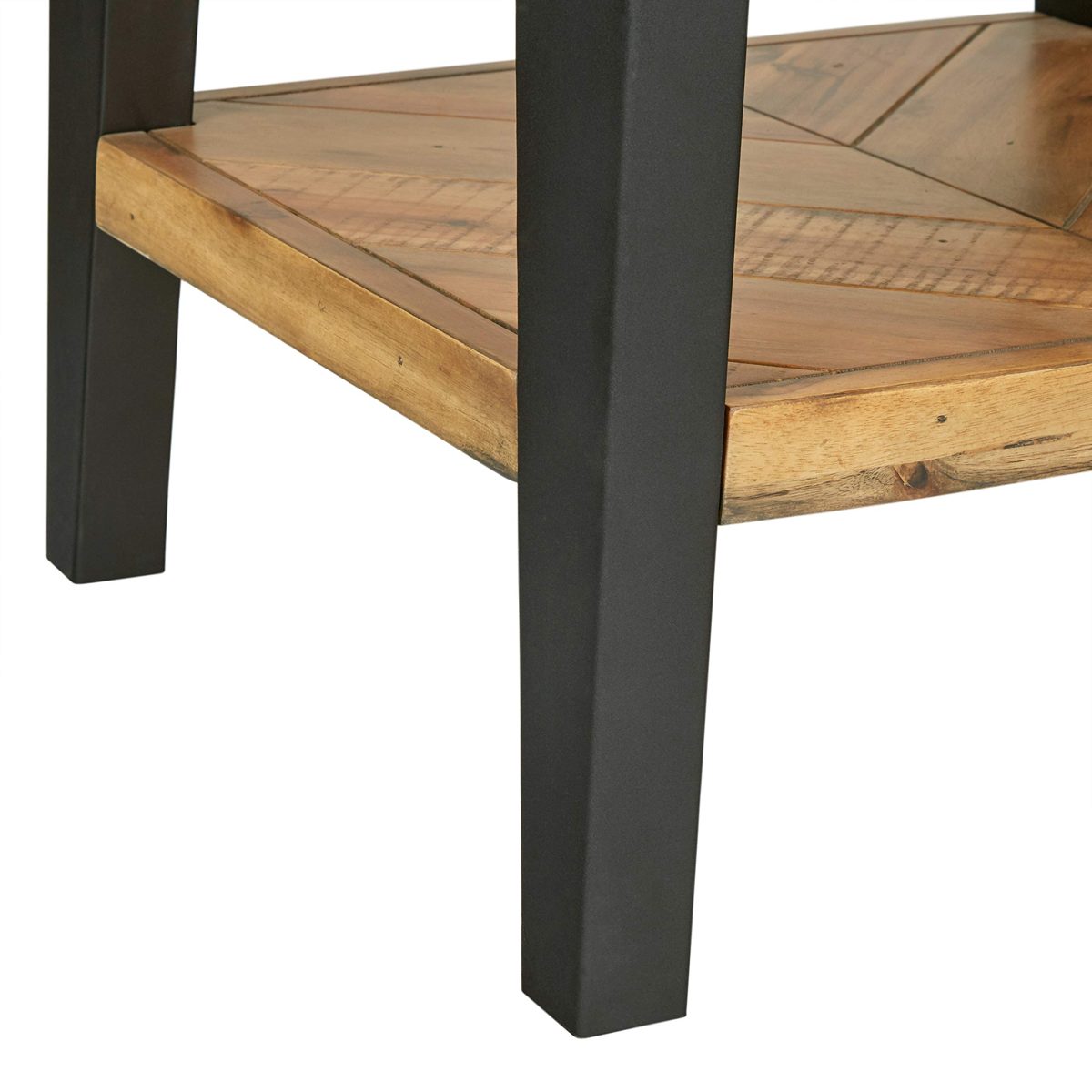 Stone & Beam Kensington Side Table with Chevron Design, 23"W, Acacia