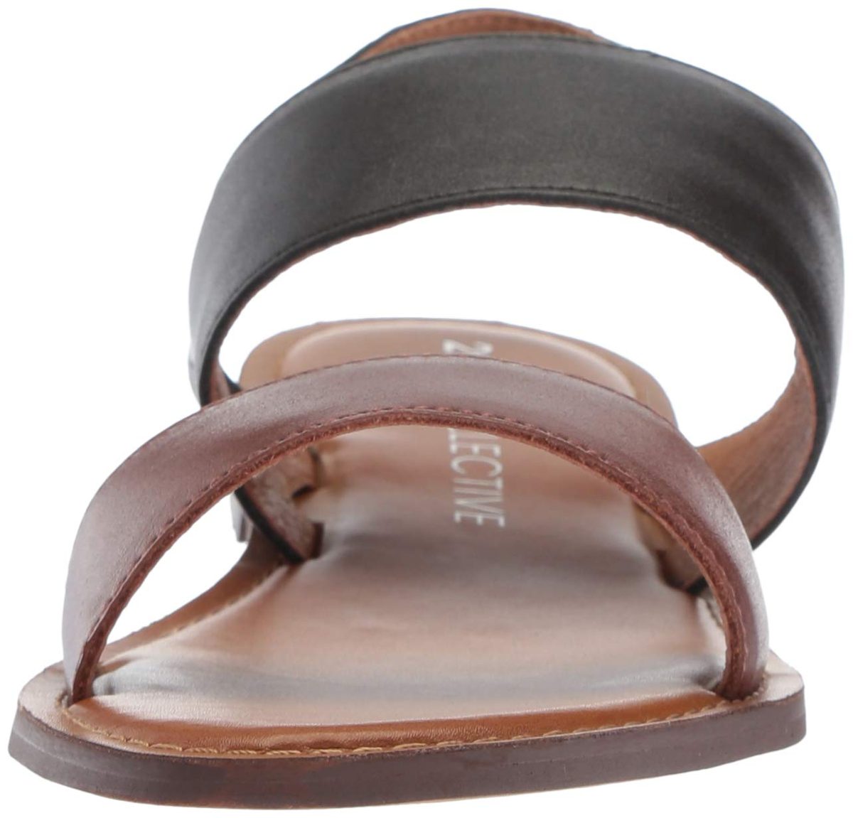 Amazon Brand - 206 Collective Women's Cedar Casual Double Band Sandal, Cognac/Black Leather, 11.5 B US