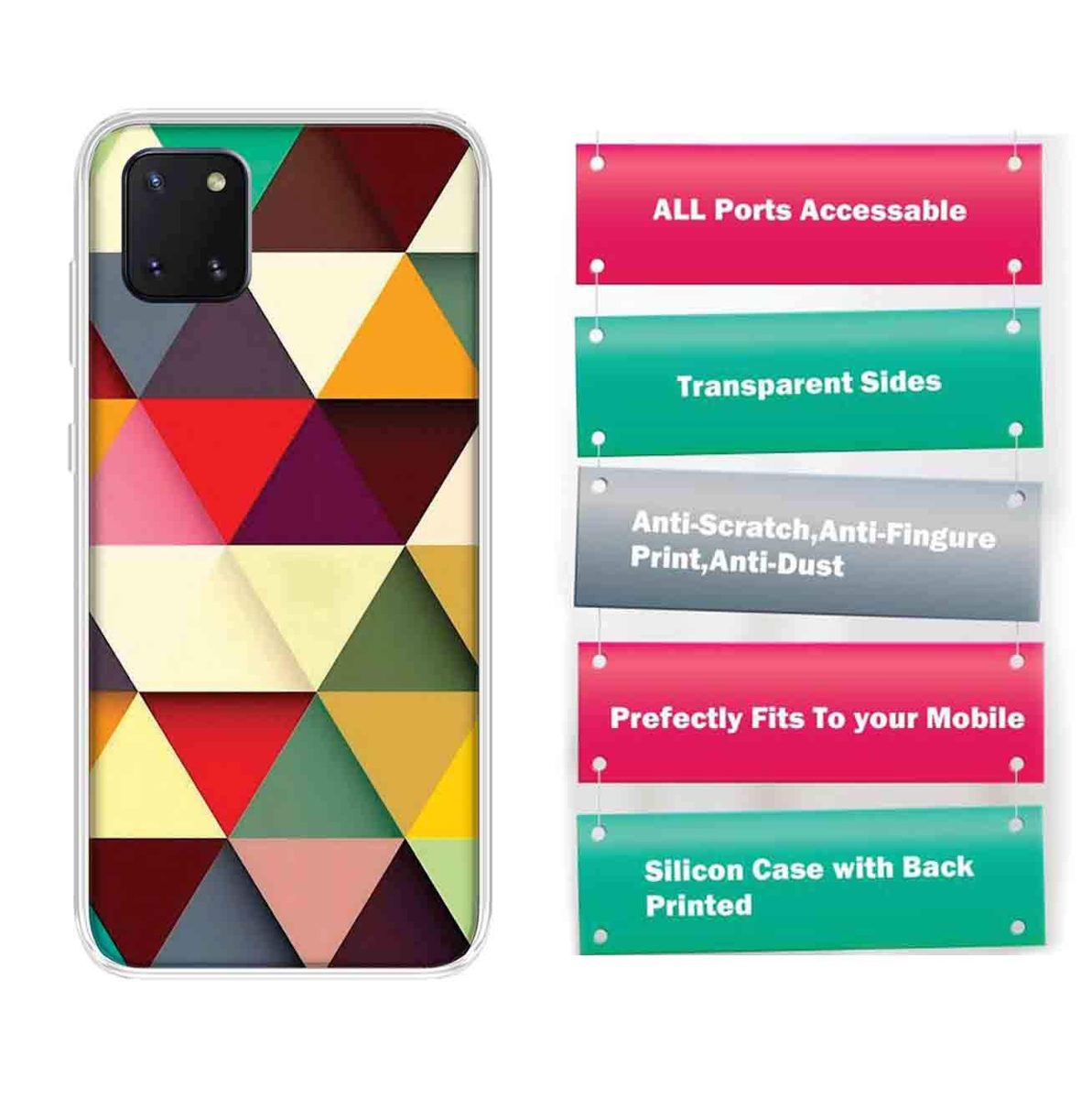 Amazon Brand - Solimo Designer Multicolor Triangle Pattern Printed Soft Back Case Mobile Cover for Samsung Galaxy Note 10 Lite