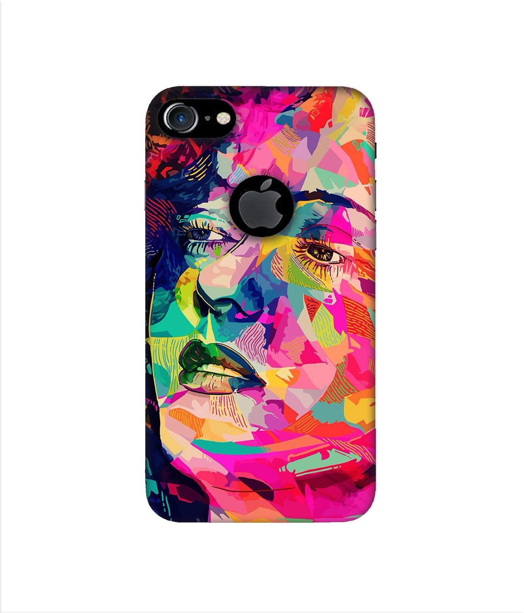 Amazon Brand - Solimo Designer Multicolor Lady Vector 3D Printed Hard Back Case Mobile Cover for Apple iPhone 7 (with Logo Cut)