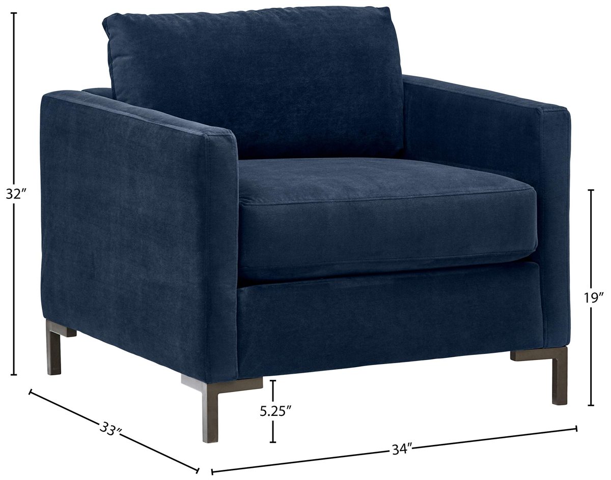 Amazon Brand – Rivet Edgewest Low Back Modern Accent Chair, 34"W, Blue Ink
