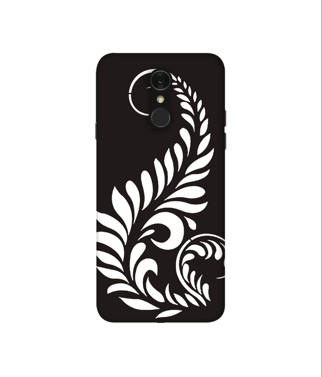 Amazon Brand - Solimo Designer Simple White Rangoli 3D Printed Hard Back Case Mobile Cover for LG Q7