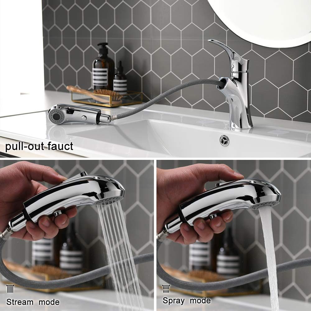 Umi Essentials Bathroom Sink Mixer Tap with Pull Out Spray Head