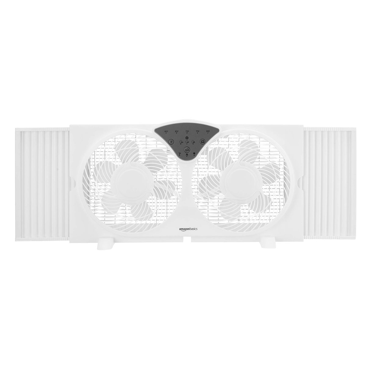 AmazonBasics Digital Window Fan with Twin 9-Inch Reversible Airflow Blades and Remote Control