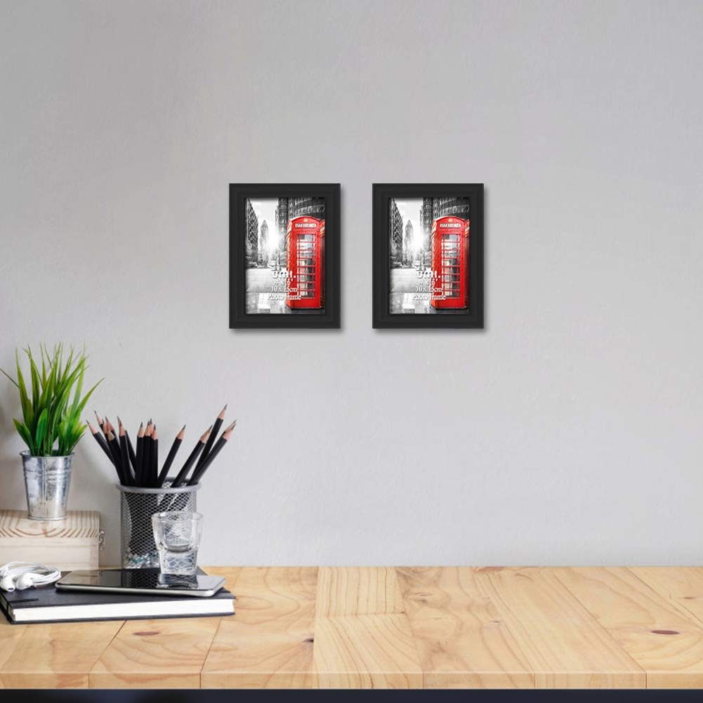 UMI. Essentials 6x4 Black Photo Frame for Desktop Display and Wall Hanging, 2 Pack