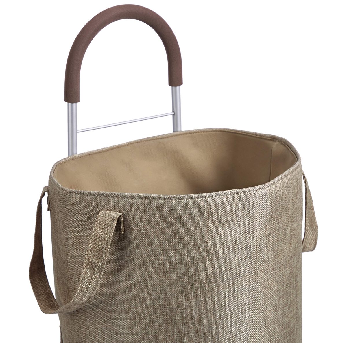AmazonBasics Rolling Laundry Basket Cart Converts into Dolly, 91 cm Handle Height, Brown