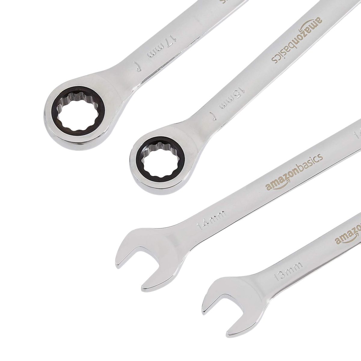 AmazonBasics Ratcheting Combination Wrench Set - Metric, 7-Piece (Renewed)