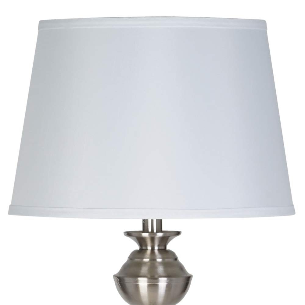 Amazon Brand – Ravenna Home Metal Living Room Standing Floor Lamp With LED Light Bulb - 59.25 Inches, Brushed Nickel with White Shade