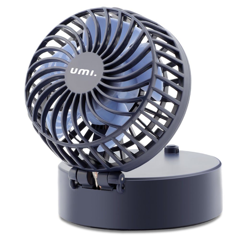 UMI Battery Operated Necklace Fan with Cosmetic Mirror, Rechargeable Personal Fan with 2200mAh Battery and 3 Setting, 5-16H Working Hours, 180° Rotating Free Adjustment for Camping/Outdoors/Travel