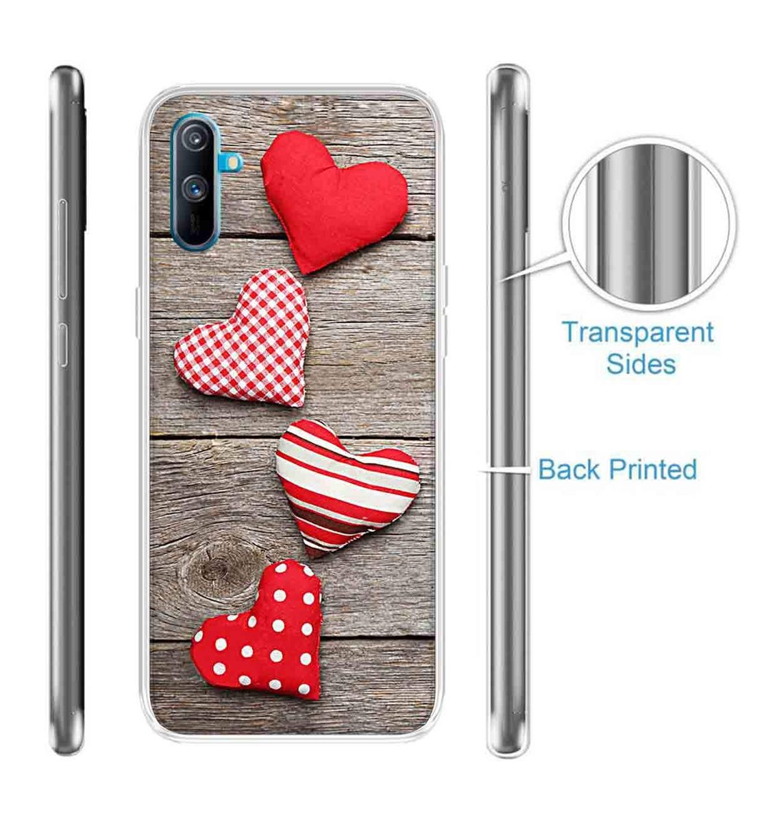 Amazon Brand - Solimo Designer Multicolor Heart Design Printed Soft Back Case Mobile Cover for Realme C3
