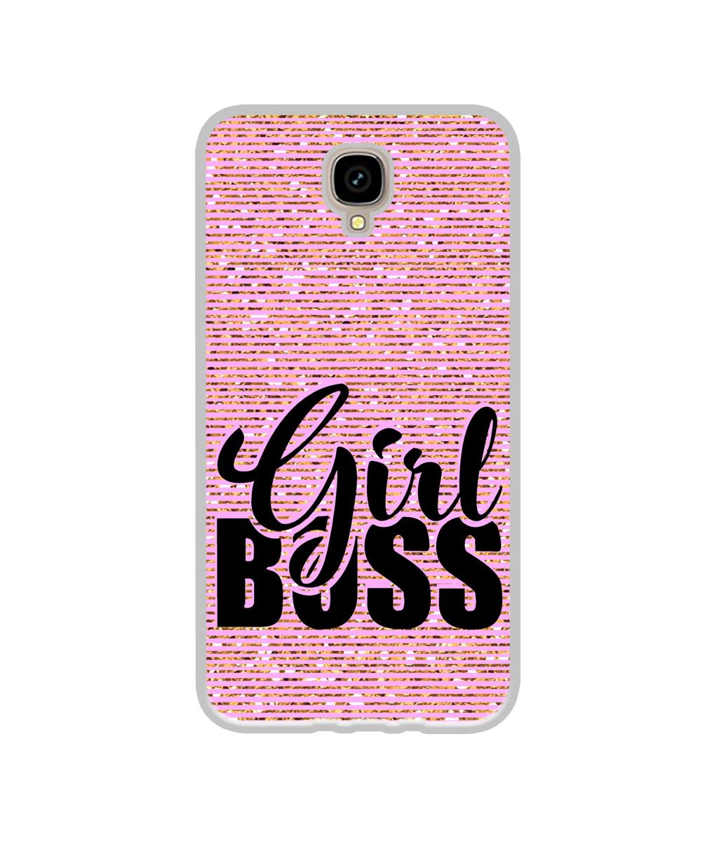 Amazon Brand - Solimo Designer Girl Boss On Pink Sparkle UV Printed Soft Back Case Mobile Cover for Intex Aqua Lions T1