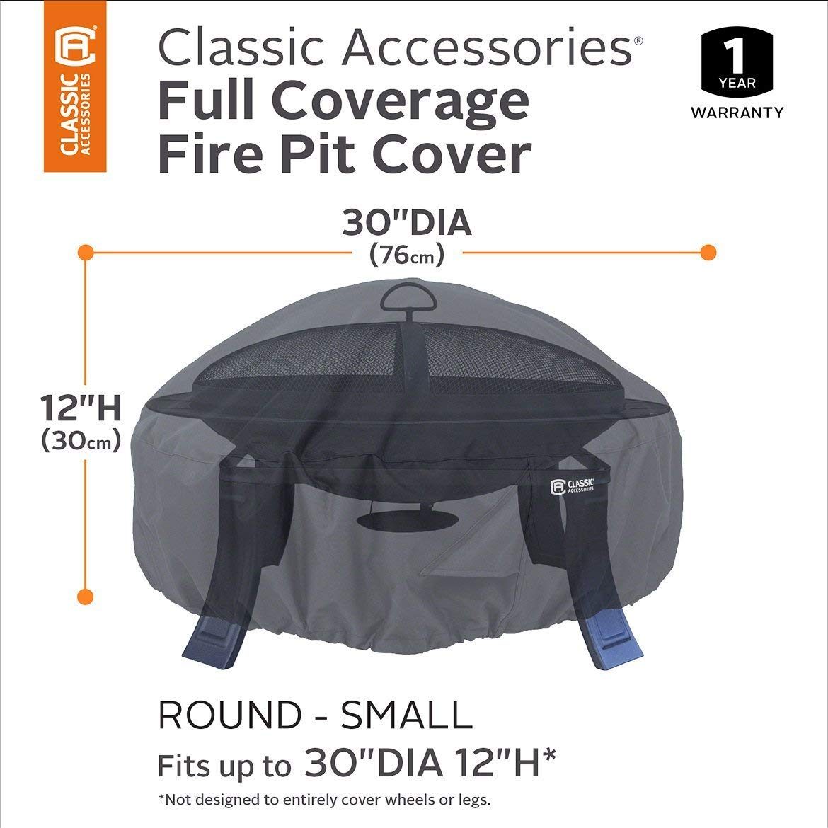 Classic Accessories Classic Round Black Fire Pit Cover, black