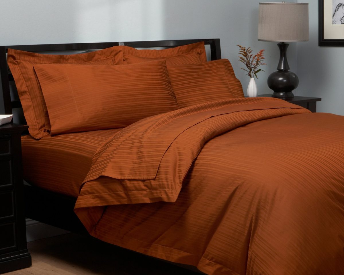 Pinzon 440-Thread-Count 100% Cotton Damask Stripe King Duvet Set, Cedar