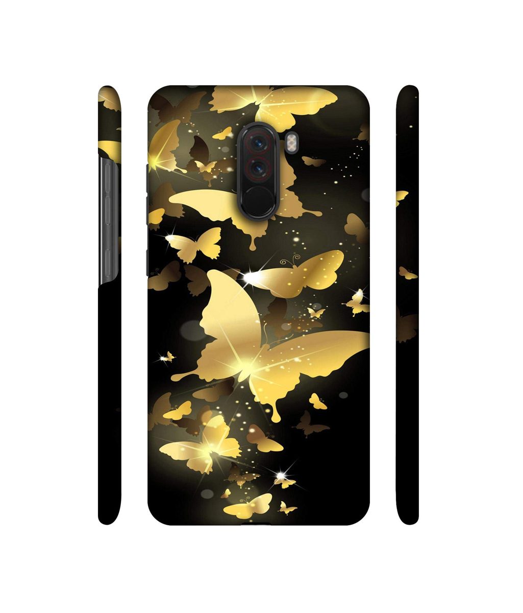 Amazon Brand - Solimo Designer Golden Butterfly Pattern 3D Printed Hard Back Case Mobile Cover for Poco F1