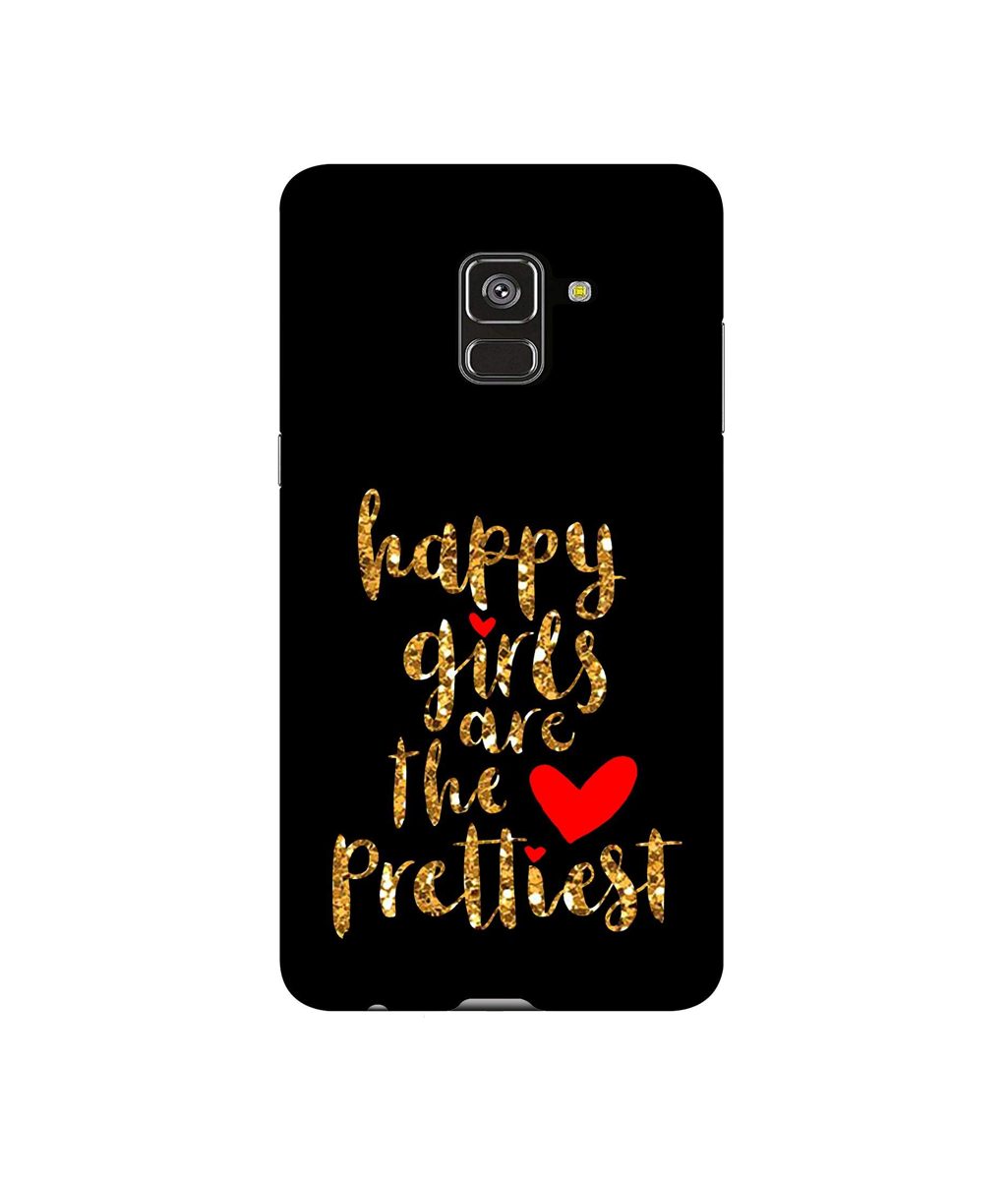 Amazon Brand - Solimo Designer Happy Girls are The Prettiest 3D Printed Hard Back Case Mobile Cover for Samsung Galaxy A8 Plus