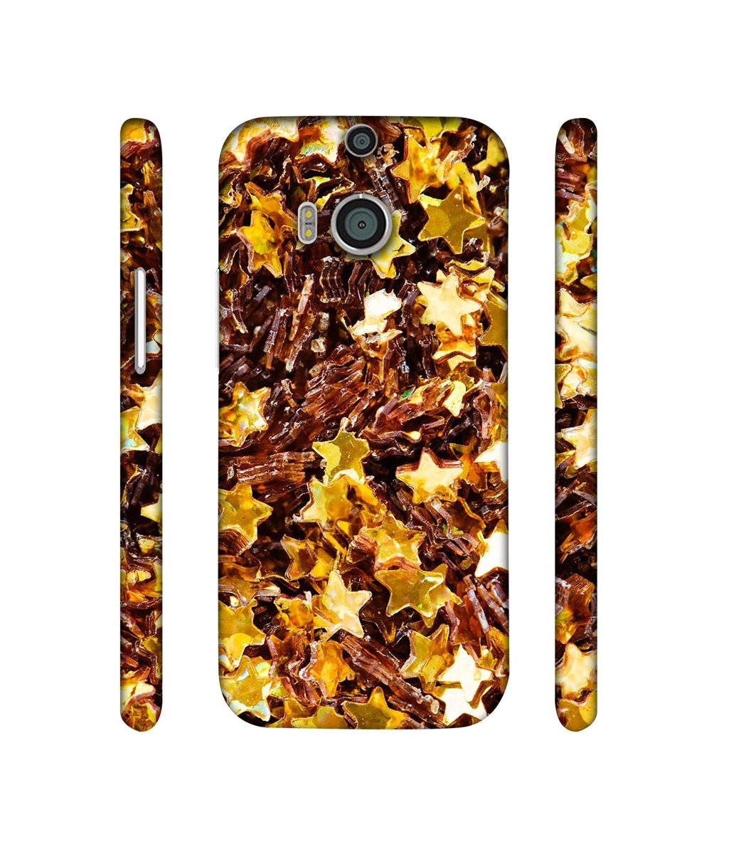 Amazon Brand - Solimo Designer Golden Stars 3D Printed Hard Back Case Mobile Cover for HTC One M8