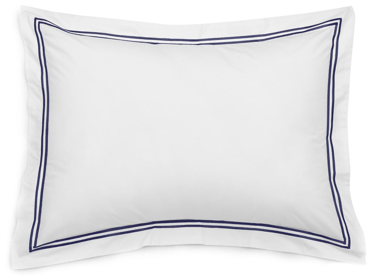 Pinzon 400-Thread-Count Hotel Stitch Sham - Standard, Navy Stripes