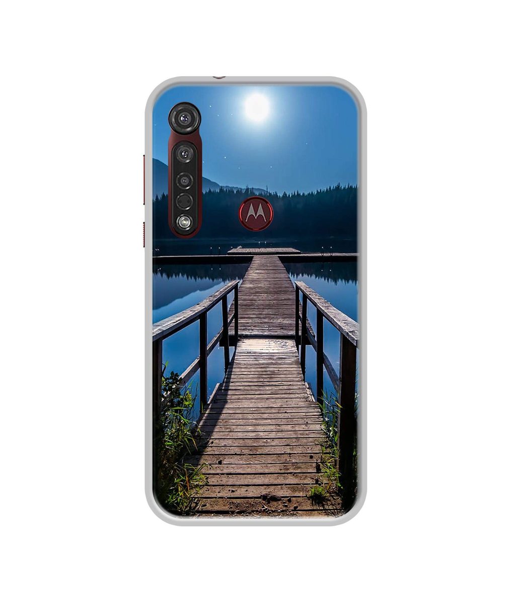 Amazon Brand - Solimo Designer Wooden Beach UV Printed Soft Back Case Mobile Cover for Motorola Moto G8 Plus