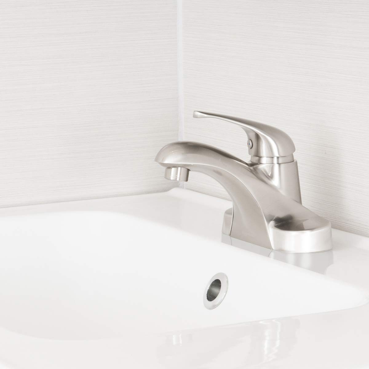 AmazonBasics AB-BF605-SN Basin Faucet-4-Inch, Satin Nickel