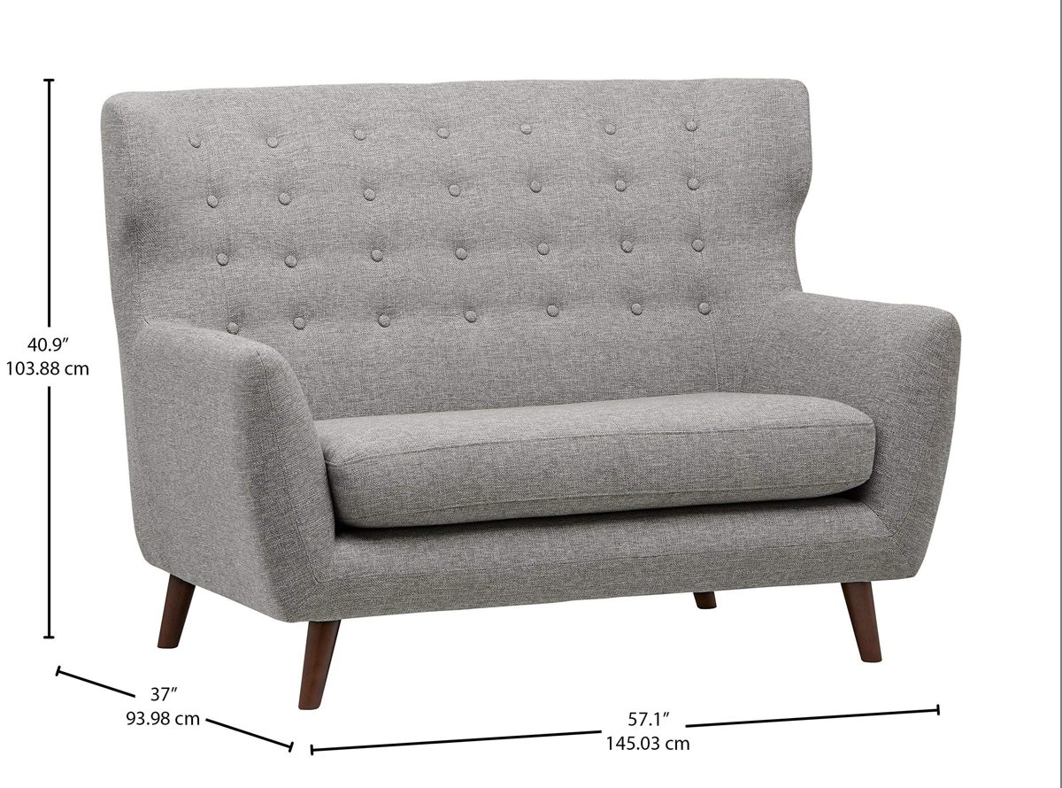 Amazon Brand - Rivet Hawthorne Tufted Settee, 95 x 145 x 106cm, Silver